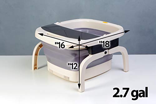 Heated Foot SPA Bath Tub - Collapsible Pedicure Jacuzzi Massager with Electric Heating | Bubble Wave | Red Light Therapy - 3 in 1 Soak Footbath Set for Feet Relaxation and Stress Relief