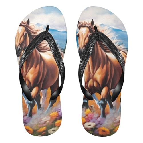 Flowers Floral Horse Flip Flop Beach Summer Casual Sandal for Women & Men Shower Shoes 20847701