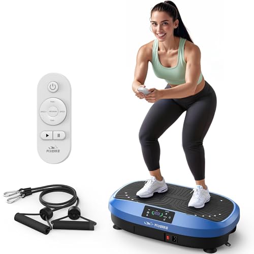 FLYBIRD Vibrationsplatte Testsieger 2025,120 Leistungsstarke einstellbare Geschwindigkeiten,150KG Tragkraft,Ganzkörper-Training mit Fernbedienung für Frauen Muskelaufbau & Lymphdrainage-Blau