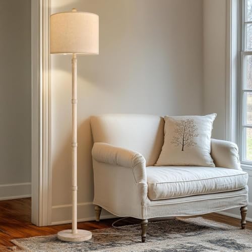 Image of BOBOMOMO Retro Farmhouse Floor Lamp Rotary Switch, 62 inch Resin Vintage Floor Lamp, Rustic Tall Floor Lamps for Living Room, Corner, Bedroom, Office(Without Bulb)