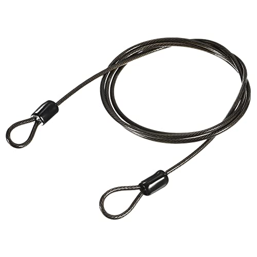 M METERXITY Security Cable - Plastic Coated Steel Locking Rope Apply to Outdoor/Bicycle/Travel (2.5mmx1m, Black)
