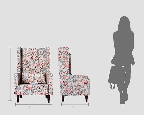 Image of WELL KNOWN Wooden Wing ARM Chair | Wingback Chair for Living Room One Seater Sofa | Luxury Rest Chair- 1 Seater High Density Foam, Seating and Home Decor Furniture with Ottoman, White