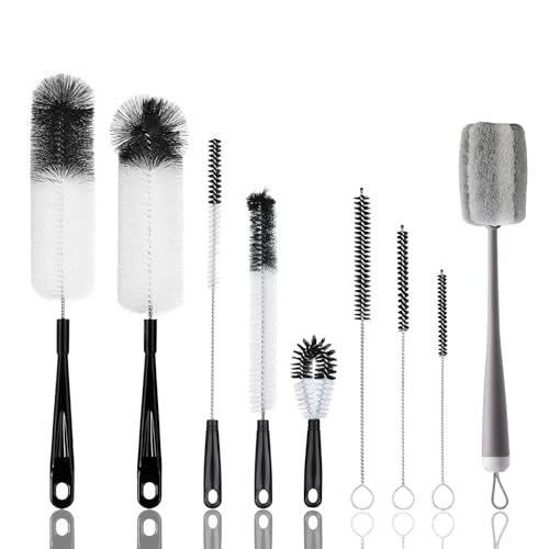 9 Stück Flaschenbürsten 42cm Langer Griff Reinigungsbürste mit Flaschenbürste Schwamm Flaschenreiniger Gläserbürste für Babyflaschen Milchflaschen Glaskaraffe