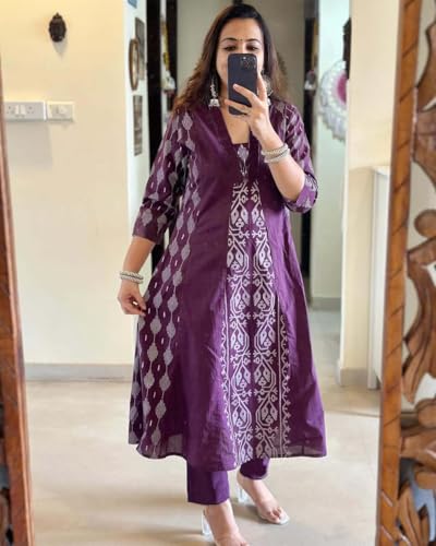Image of ANNI Designer Women's Rayon Viscose Printed Anarkali Kurta with Pant & Dupatta