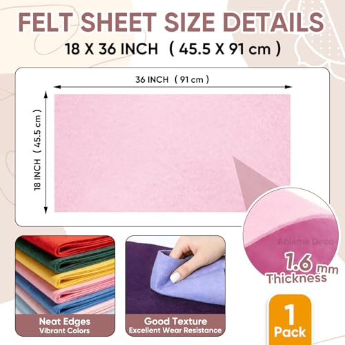 Image of Light Pink Soft Felt Fabric Sheet 18 inch x 36 inch, 1.6mm Acrylic Craft Felt | Soft Thick Felt by The Yard, Large Precut Sheet, Nonwoven Fabric for Sewing DIY Crafts, Classroom & Home Decor