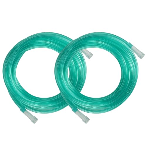 Oxygen Tubing Non Kinking & Crush Resistant, Latex-Free, Pack of 2 Green Tubes with Standard Interface for Cannula Nasal Tubing and Oxygen Concentrator (13ft)