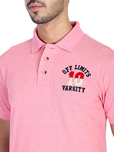 Image of OFF LIMITS Mens Varsity Polo for Mens (Pink Mel)