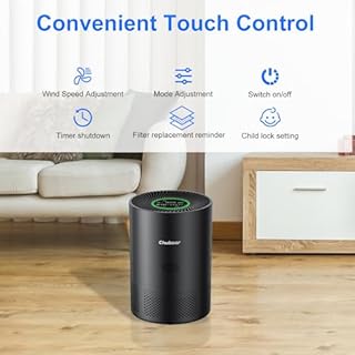 Chuboor Purificatore d'aria anallergico, filtro dell'aria HEPA contro muffa, polvere e peli di animali 185 m³/h CADR per camera da letto fino a 110 m², indicatore di qualità dell'aria, modalità auto