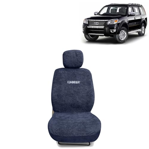 Image of Kingsway Endeavour Seat Cover for (Year 2009 to 2015) All Model, Towel Fabric Car Seat Covers Compatible with Ford Endeavour, Complete Set (Car Specific Front + Rear Seat Covers), Grey Color