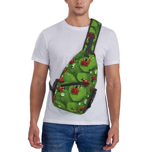 Bolso cruzado con estampado de hojas y mariquitas para senderismo miniatura 7