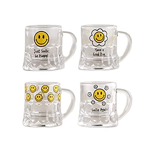 Set de 4 vasos de soju con diseño sonriente
