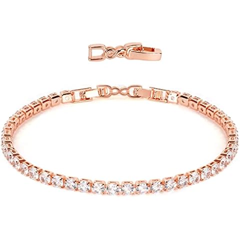 Tennisarmband Damen 4mm Roségold Armband Frauen Mädchen Zirkonia Verstellbarer 925er Sterling silber 17 18 19 cm Weihnachten Geburtstags Hochzeitstag Geschenk Verlobungs Ehefrau Mutter Cover