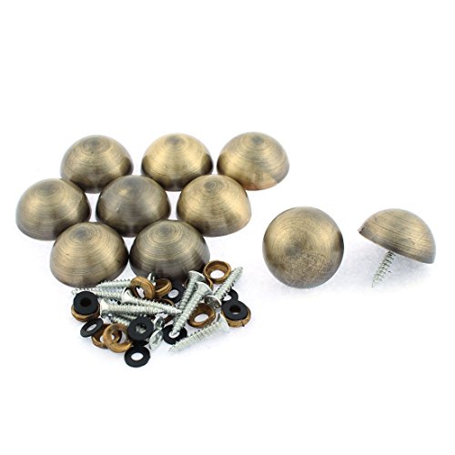 Aexit 10pcs 27mm Quality Parts Dia Metal Semicircle Glass Mirror Screw Nail Decor Bronze Tone Model:30as626qo731