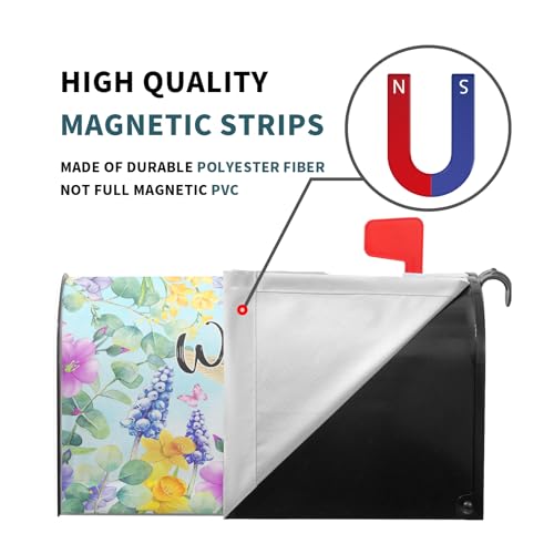 Image of Spring Summer Flowers Mailbox Covers Magnetic Large Size 25x21 Inch Cherry Blossom Mailbox Cover Spring Hummingbird Mailbox Wraps Post Letter Box Cover Decoration for Outdoor Garden Home Yard Outside