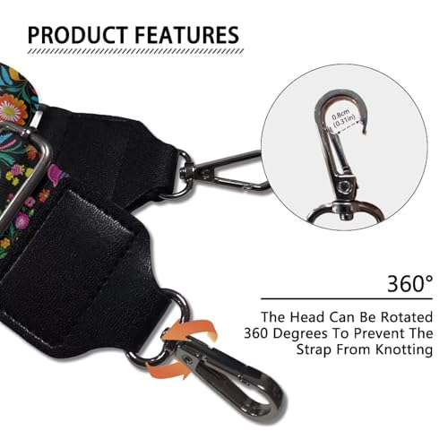 Image of TODIYADDU Art Plant Flower Purse Straps Replacement Crossbody Fashion Bag Strap Women Wide Purse Strap Crossbody Long Wallet Strap Suitable for Gifts Sports Easter for Handbags Guitar Bags Wallets
