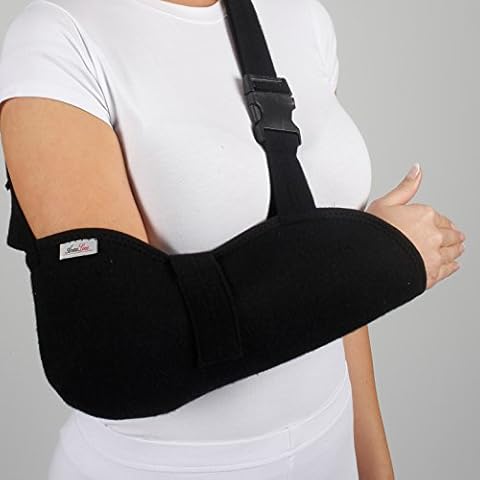 ArmoLine Deluxe Arm Sling Breathable Fabric for Black Broken Arm Bandage for broken wrist shoulder immobilizer (XL) Cover