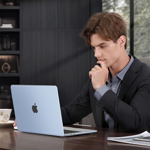Image of MOSISO Compatible with MacBook Air 13 inch Case M5 2026 M4 M3 M2 2025-2022 A3449 A3240 A3113 A2681, 4 in 1 Kit Matte Hard Shell for MacBook Air 13.6 Case, Anti-Fingerprints&Ultra-Thin, Pastel Blue