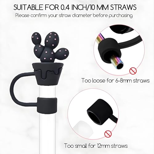 Image of 8-Piece Set Stanley Straw Cover Cap for Tumbler, Reusable Silicone Straw Protectors with Dust-Proof Design, Compatible with Stanley Sipper Accessories & Tumblers (Black)