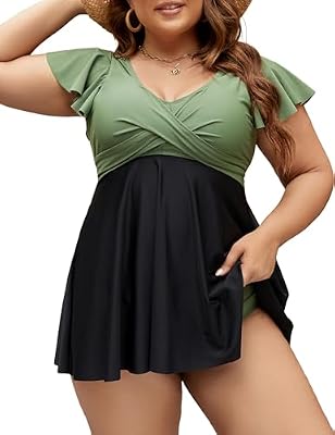 Edelqual Women's Plus Size Tankini Swimsuit Swim Dress Bathing Suit 2026