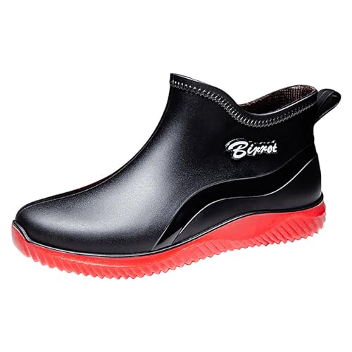 SRTUMEY Clearance Sale Botas de lluvia cortas de goma para hombre, botas de lluvia para hombre, botas de lluvia para trabajo, pesca, cocina, antideslizantes, botas de lluvia de goma para hombre, 7,