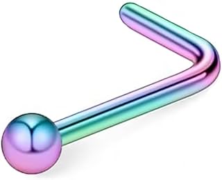 مجوهرات ثقب على شكل كرة الانف على شكل حرف L - قوس قزح