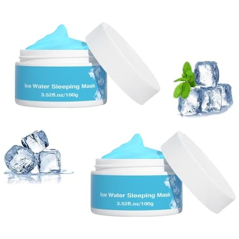 LOYOTICE 2PC Moisturizer Ice Water Sleeping Mask, Skin Beauty Hydra Moist Ice Water Sleeping Mask Cream, Hydrating Overnight Sleeping Mask, Wash-Free Sleeping Facial Mask(100g) Cover