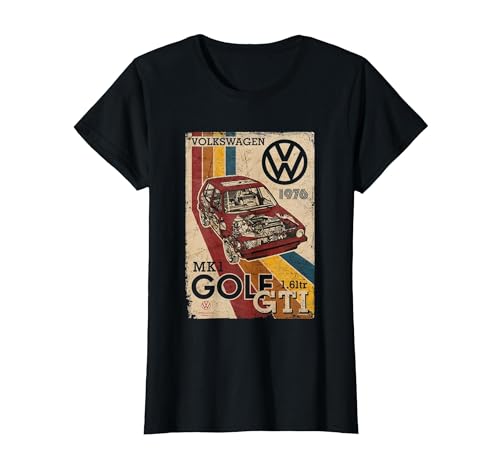 Volkswagen Golf GTI MK1 Retro Art 1976 T-Shirt, Women, Black, Medium