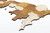 68travel Drewniana mapa Wysp Brytyjskich - Wielka Brytania i Irlandia - wielowarstwowa duża dekoracja ścienna z naturalnymi plamami - do salonu, gabinetu, biura, Wielkiej Brytanii, Irlandii (97 x 65