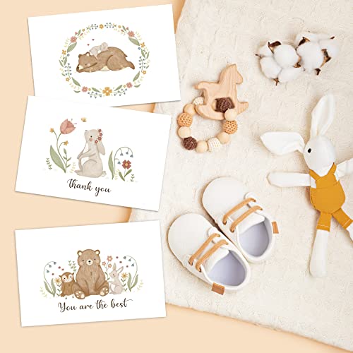 Gooji 4X6 Woodland Thank You Cards With Envelopes (Bulk 20-Pack) Matching Peel-And-Seal Envelopes Assorted Bulk, Watercolor Birthday Party, Baby Shower, Weddings, Greeting, Blank Notes Stationary #TOP6