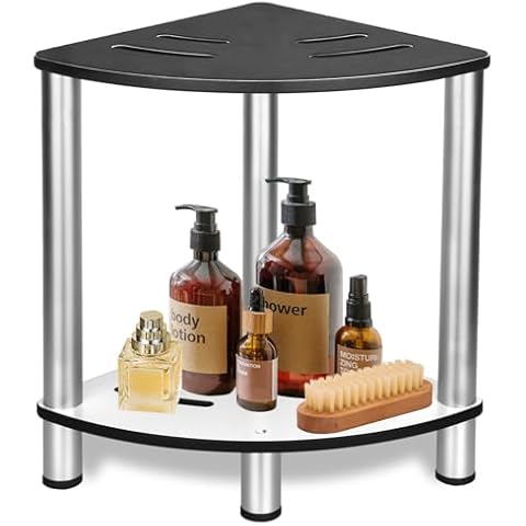 Natree Metal Corner Shower Stool for Shaving and Foot Rest,Shower Bench for Inside Shower with Adjustable Feet,Waterproof Shower Seat with Rubber Cushion,can be Used as a Bench,Corner Table. Cover
