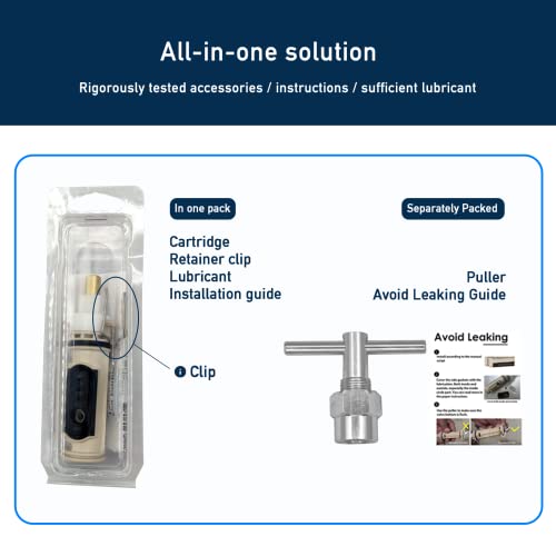 1222 & 1222B Shower Cartridge With Puller And Retainer Clip, Bath Valve Replacement Tub Shower Parts Repair Kit, One Handle Bathtub Faucet Rebuild Kit With Removal Tool #TOP4