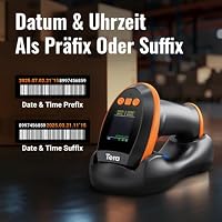 Tera Barcode Scanner 1D 2D QR Kabellos mit Ladestation, HW0009 Orange | Großes Display, 2500mAh Akku 48h Laufzeit, unterstützt Bluetooth, 2.4G und USB, für Lager und Einzelhandel, schnelles Scannen – Ansicht 6