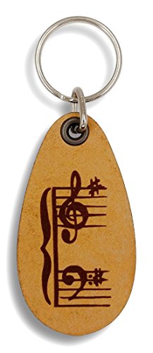Porte-clés musique Clé de sol en cuir véritable pour sac et trousseau