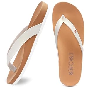 ONCAI Womens Flip Flops For Women Comfortable Leather Strap Yoga Mat Non-Slip Women’s Thong Sandal Casual Summer Beach Slippers With Arch Support