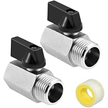 SDTC Tech 2 Pack Brass Mini Ball Valve 1/2 NPT Female x Male Thread Shut-Off Valve with PTFE Tape