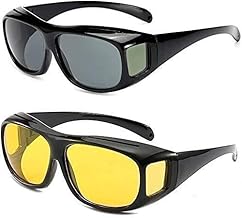 HD Vision Day & Night Unisex Goggles Polarized Sunglasses Men And Women 100% UV Protection Driving All Bikes and Car Anti-Glare Glasses Combo Pack of 2 (Yellow And Black)