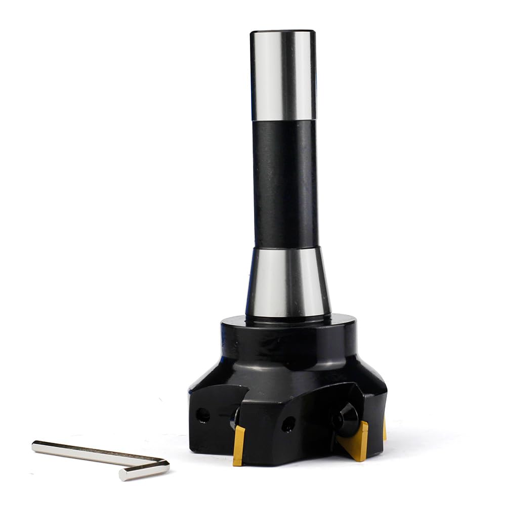 Indexable End Mill with 5 Pcs TPCN32PDTR TPG32 Carbide Inserts, 3" Cutting Diameter, 90 Degree, R8 Shank, 5 Flutes