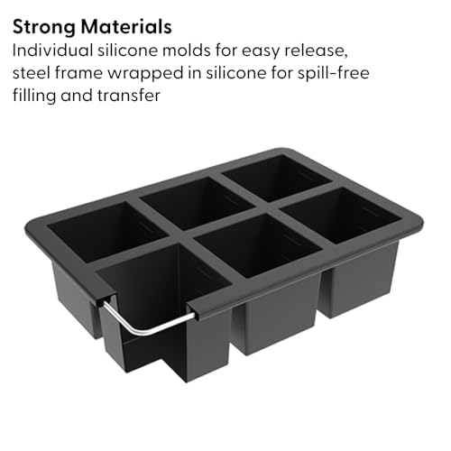 W&P Cup Cubes Silicone Freezer Tray with Lid, Charcoal, Makes 6 Perfect 1-Cup Portions, Freeze & Store Soup, Broth, Sauce, Leftovers, Dishwasher Safe by W&P - Image 3