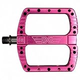 PDX G11 Mountain Bike Pedal MTB Pedal Large Concave Platform Machined Aluminum Polished Bicycle Non-Slip Pedals 9/16 Chromoly Spindle Smooth Ball Bearings (Hot Pink)