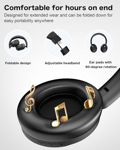Casque supra-auriculaire Bluetooth pliable avec pilotes 50mm et basses profondes stéréo HiFi