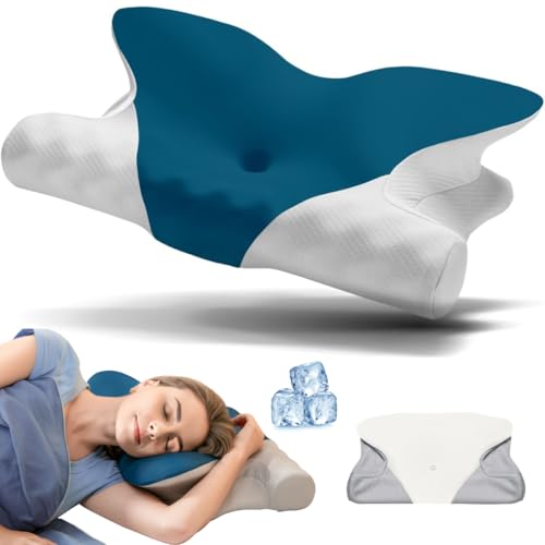 RENPHO 2025 Dreamers Relief Pillow, Ergonomic Cervical Neck Pillow for Sleeping, Butterfly Pillow for Neck Pain, Memory Foam Cervical Neck Support Pillows for Back Side Stomach Sleepers, 2 Pillowcases by RENPHO - Used condition - US$15.21