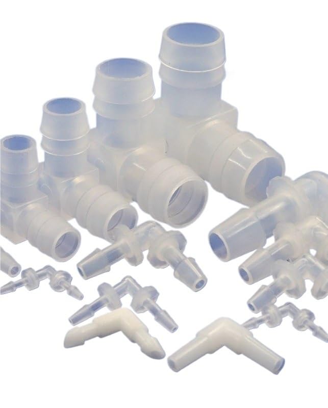 5 ~ 200 piezas de 4 ~ 20 mm de grado alimenticio PP codo pecera tubo junta jardín agua bomba aire manguera (20-20 codos, 200 piezas)