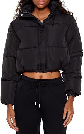 F21 hooded cropped puffer