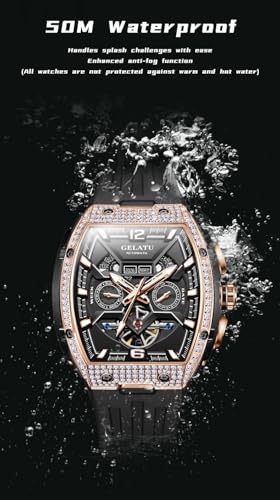Image of OLEVS Men Watch Automatic Tonneau Watch Skeleton Mechanical 50M Waterproof Square Male Watches White /Black /Rose Gold