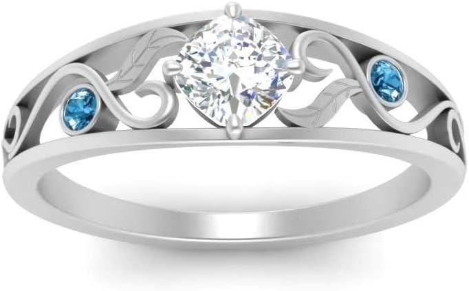 Choose Your Gemstone Nature Inspired Compass Point Ring 925 Sterling Silver Cushion Shape Side Stone Engagement Rings Lightweight Office Wear Everyday Gift Jewelry US Size 4 to 12