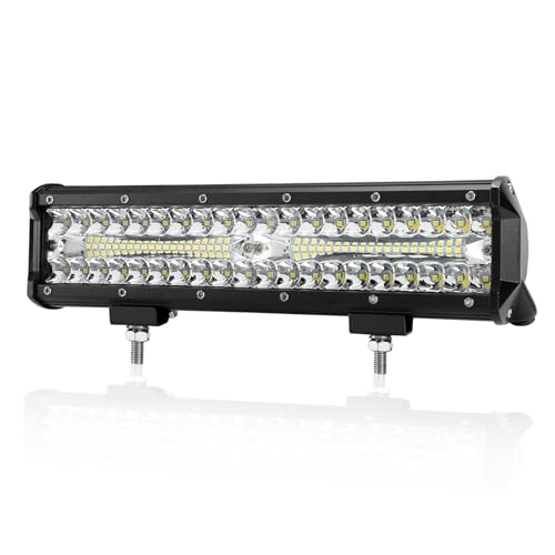 LITE-WAY 12 Inch 30000LM LED Light Bar for Truck, Boat, ATV,UTV, Marine, IP68, LED Pods Spot & Flood Combo Beam, 12V Triple Row Light Bar Off Road Driving Led Work Lights