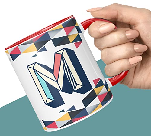 Image of 3D Colorful Alphabet Letter M Printed Coffee Mug For Girls Boys Friends Love Kids Best Gift For Birthday Anniversary Initial Letter M (Microwave Safe Ceramic Tea Coffee Mug-350ml) - ABV3TM2 114