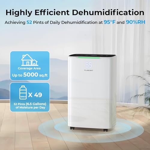 52-Pint-Energy-Star-Dehumidifier-for-Basement-PLUSCENT-5000-SqFt-Coverage-with-Drain-Hose-Ultra-Quiet-4-Modes-Smart-Humidity-Sensor-24H-Timer-for-HomeBedroomLarge-Rooms 52 Pint Energy Star Dehumidifier for Basement PLUSCENT 5000 SqFt Coverage with Drain Hose Ultra Quiet 4 Modes Smart Humidity Sensor 24H Timer for HomeBedroomLarge Rooms