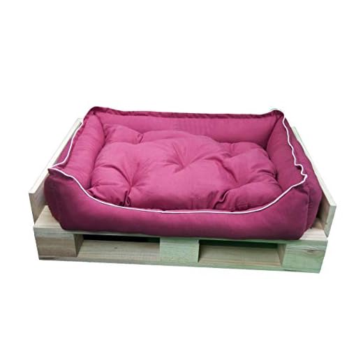 Cama para Perros, Sofá para Perros, Cesta para Perros con Cojín Extraíble de Color Granate + Cama Palet Europeo NUEVOS A ESTRENAR … (Colchoneta, L (85x65x25 cm))