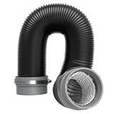 Abluftschlauch 75 mm 5 m mit flexiblem Soft-Anschluss, Lüftungsschlauch für einfache Montage, 4-lagiges PVC Alu Flexrohr mit 2 Schlauchschellen, biegsam, auch für Standheizung und Warmluft